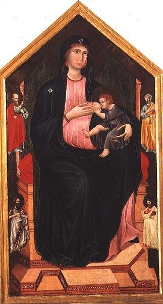 Madonna en Kind met Heiligen door Master of San Gaggio