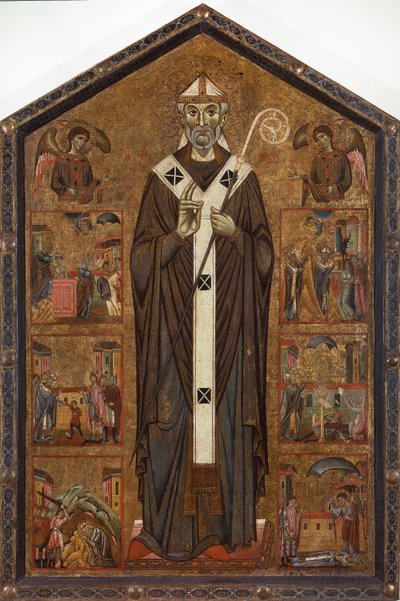 Sint Veranus tussen twee engelen en zes verhalen van zijn legende, eind 13e eeuw door Master of San Verano