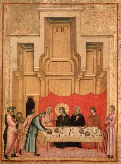St. Cecilia en het verhaal van haar leven (detail: het huwelijksbanket van Cecilia en Valerianus) door Master of St. Cecilia