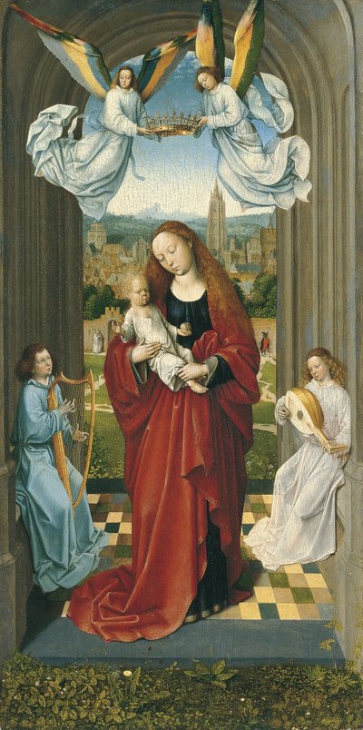 De Maagd en het Kind tussen Engelen door Master of the André Madonna