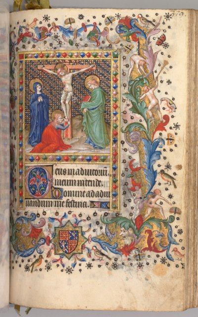 Getijdenboek van Karel de Edele, Koning van Navarra 1361-1425: fol. 185r, Kruisiging, ca. 1405 door Master of the Brussels Initials and Associates