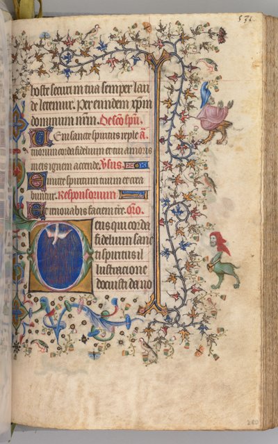 Getijdenboek van Karel de Edele, Koning van Navarra 1361-1425: fol. 260r, Heilige Geest door Master of the Brussels Initials and Associates
