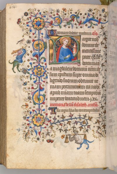 Getijdenboek van Karel de Edele, Koning van Navarra 1361-1425, fol. 296v, St. Maria Magdalena, c. 1405 door Master of the Brussels Initials and Associates
