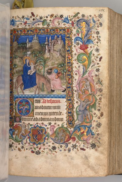 Getijdenboek van Karel de Edele, koning van Navarra 1361-1425: fol. 88r, Vlucht naar Egypte Vespers door Master of the Brussels Initials and Associates