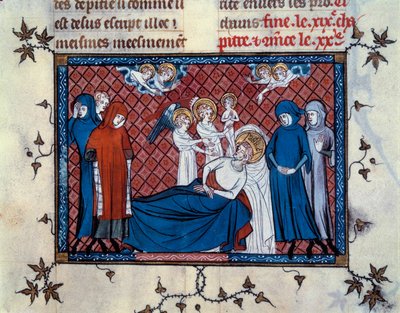Dood van Saint Louis in Tunis op 25 augustus 1270 door Master of the Cambrai Missal Mahiet