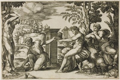 Apollo en Marsyas door Master of the Die