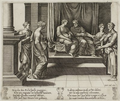 De Twee Zusters van Psyche Trouwen met Koningen; ...Psyche wordt aan een Koning Voorgesteld door Master of the Die