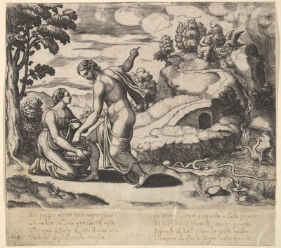 Venus beveelt Psyche om water te halen uit een fontein bewaakt door draken, uit de 