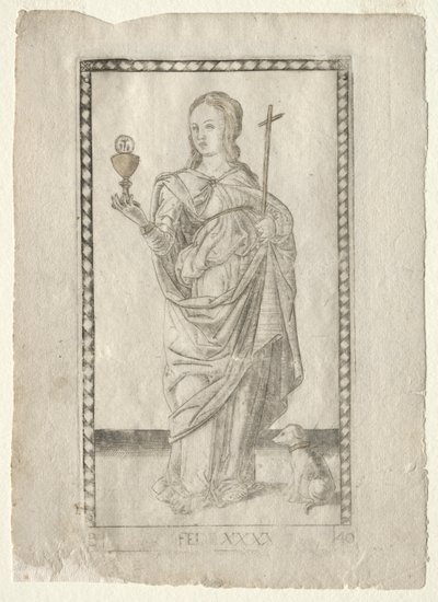 Geloof uit de Tarocchi, serie B: Kosmische Principes & Deugden, #40, voor 1467 door Master of the E Series Tarocchi
