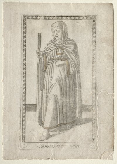 Grammatica uit de Tarocchi, serie C: Vrije Kunsten, #21, voor 1467 door Master of the E Series Tarocchi