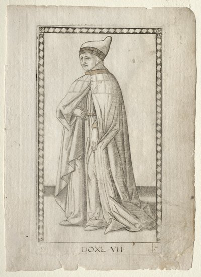 De Doge uit de Tarocchi, serie E: Condities van de Mens, #7, voor 1467 door Master of the E Series Tarocchi