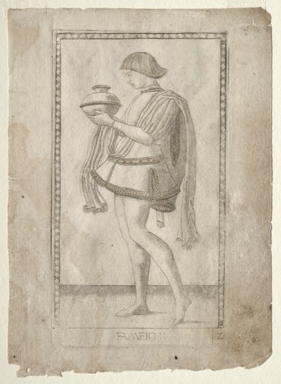 De dienaar uit de Tarocchi, serie E: Condities van de mens, #2, voor 1467 door Master of the E Series Tarocchi