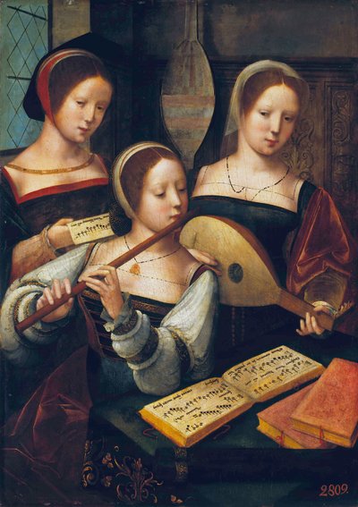 Dutch: Musicerend gezelschap Female Musicians door Master of the Female Half Lengths