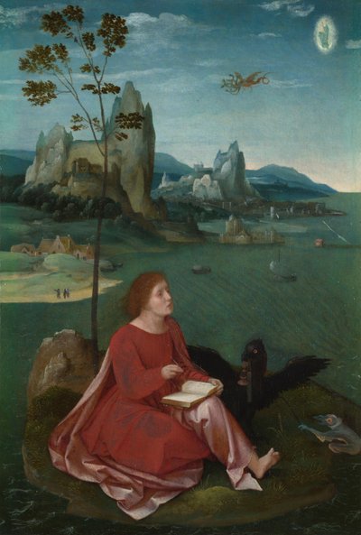 Johannes op Patmos door Master of the Female Half Lengths