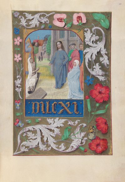 Uren van koningin Isabella de Katholieke, koningin van Spanje: Fol. 220r, Opwekking van Lazarus, ca. 1500 door Master of the First Prayerbook of Maximillian