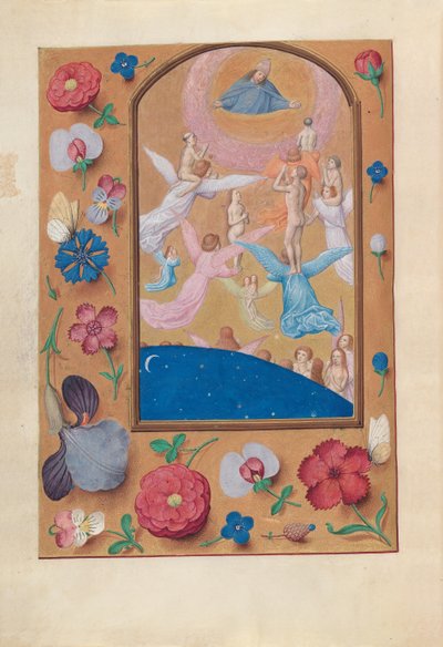Getijdenboek van koningin Isabella de Katholieke, koningin van Spanje: Fol. 24v, Zielen van de geredden, ca. 1500 door Master of the First Prayerbook of Maximillian