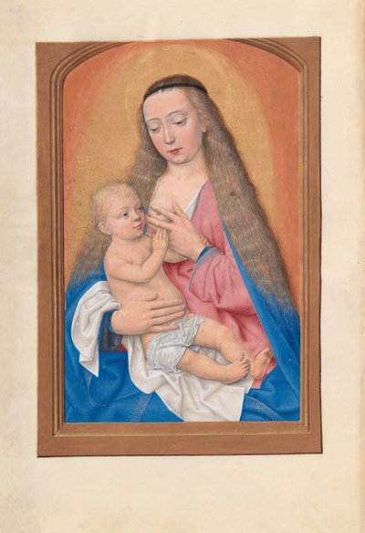 Getijdenboek van Koningin Isabella de Katholieke, Koningin van Spanje: Fol. 257v, Madonna en Kind, ca. 1500 door Master of the First Prayerbook of Maximillian
