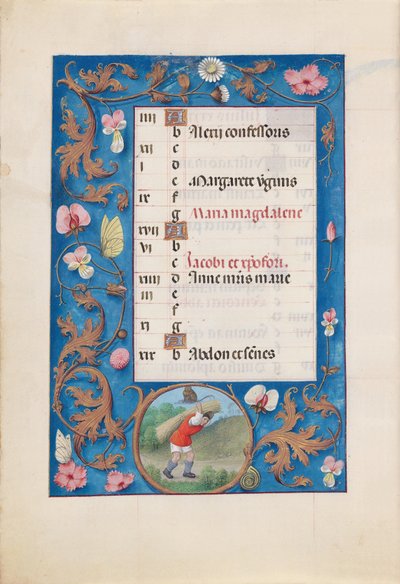 Uren van Koningin Isabella de Katholieke, Koningin van Spanje:  Fol. 8v, Juli door Master of the First Prayerbook of Maximillian