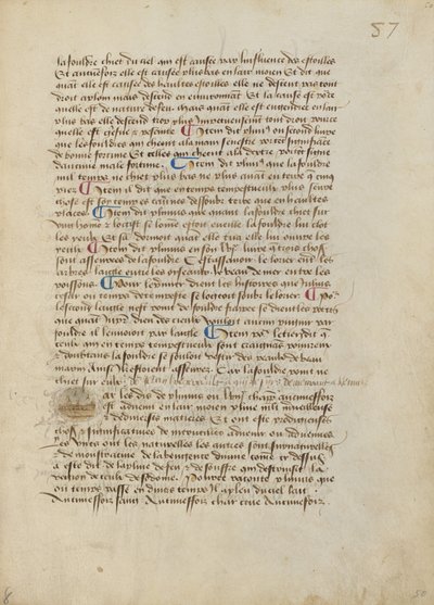 Historiated Initial P: stortbui van padden, boomkikkers en ongedierte door Master of the Geneva Boccaccio