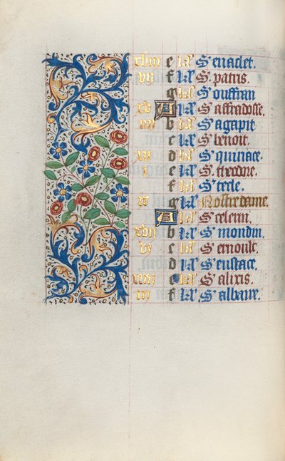 Getijdenboek Gebruik van Rouen: fol. 3v, ca. 1470 door Master of the Geneva Latini