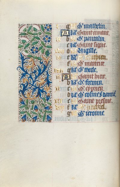 Getijdenboek Gebruik van Rouen: fol. 9v, c. 1470 door Master of the Geneva Latini