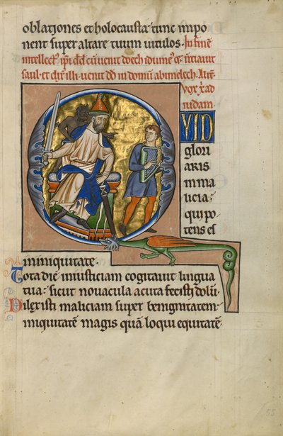 Eerste vraag: David voor Saul door Master of the Ingeborg Psalter