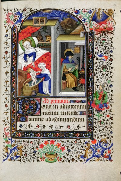 Geboorte, uit een Getijdenboek, Parijs, c.1435 door Master of the Munich Golden Legend
