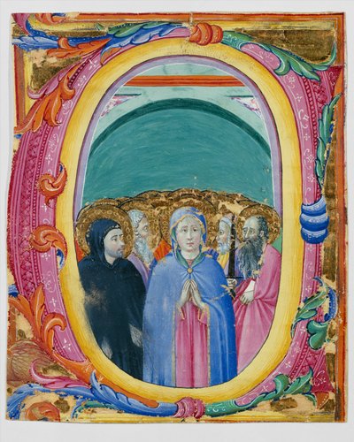 Allerheiligen in een initiaal E of O, ca. 1430-40 door Master of the Osservanza