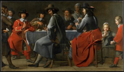 Verzameling gokkers met draailierspeler, c.1660 door Master of the Processions