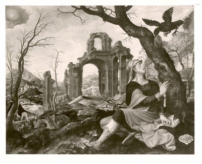 Dutch: Elia door de raaf gevoed Elias fed by the raven door Master of the Prodigal Son