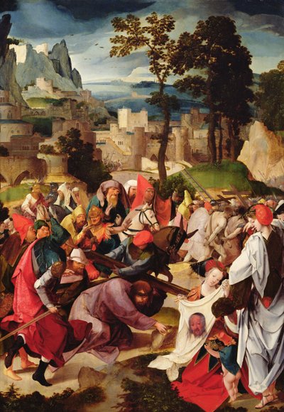 Het dragen van het kruis door Master of the Repudiation of Hagar