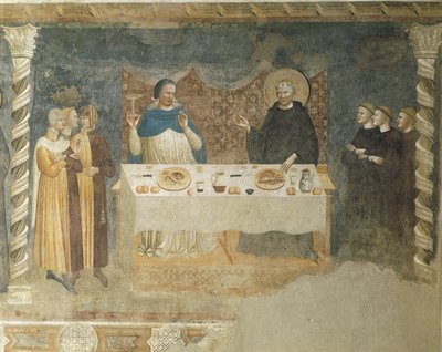 Het wonder van St. Guido van Arezzo, fresco, de refter, abdij van St. Maria van Pomposa, Emilia-Romagna door Master of the School of Rimini