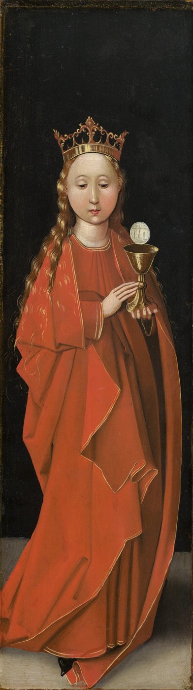 Sint Barbara [linkervleugel buitenkant] door Master of the Starck Triptych
