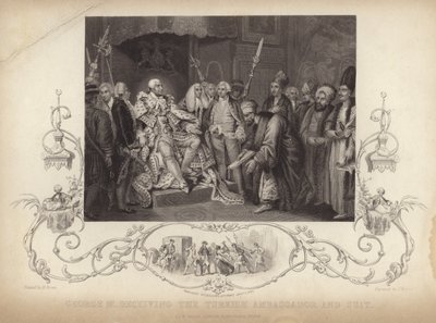 Koning George III ontvangt de Turkse ambassadeur en gevolg door Mather Brown