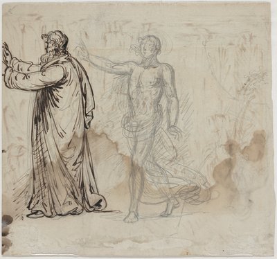 Drie Figuren [verso] door Mather Brown
