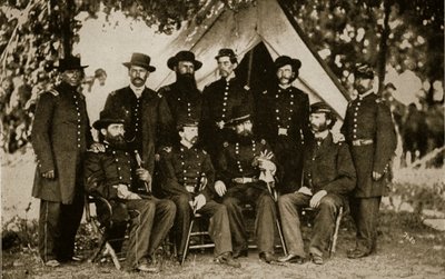 Generaal Jefferson C. Davis en staf door Mathew and studio Brady
