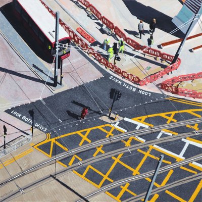 Check Your Travel, 2020 (acryl op paneel) door Matt Bannister