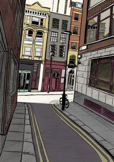Vos en Knot Street EC1, 2015 (potlood, digitaal) door Matt Bannister
