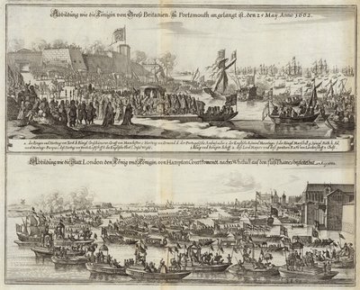 Mensenmassa verzamelt zich voor Royals in Groot-Brittannië in 1662 door Mattaus the Younger Merian