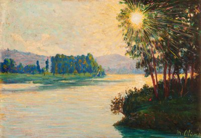 Opkomende zon aan de rivier door Matteo Pietro Olivero