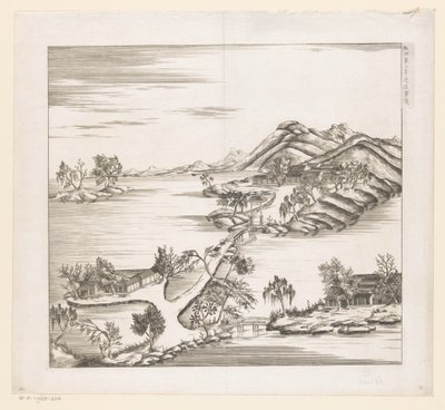 Gezicht op een deel van het keizerlijk zomerpaleis in Chengde (Jehol) te China door Matteo Ripa