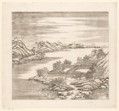 Gezicht op een deel van het keizerlijk zomerpaleis in Chengde (Jehol) te China door Matteo Ripa
