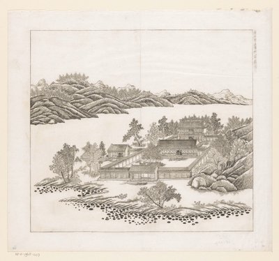 Gezicht op een deel van het keizerlijk zomerpaleis in Chengde (Jehol) te China door Matteo Ripa