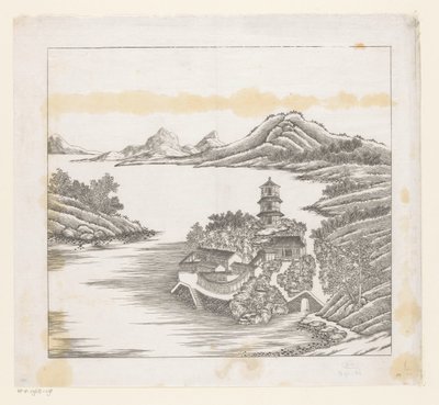 Gezicht op een deel van het keizerlijk zomerpaleis in Chengde (Jehol) te China door Matteo Ripa