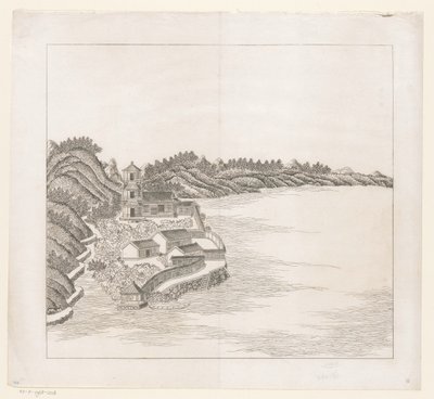 Gezicht op een deel van het keizerlijk zomerpaleis in Chengde (Jehol) te China door Matteo Ripa