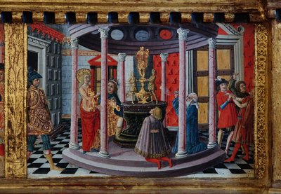 Madonna en Kind met Heiligen Jacobus, Augustinus, Bernardinus en Margaretha, eerste decennia van de 14e eeuw door Matteo di (c.1430 95) Giovanni