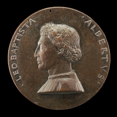 Leone Battista Alberti, 1404-1472, architect en schrijver over kunst en wetenschap [voorzijde], 1446-1450 door Matteo di Andrea de Pasti