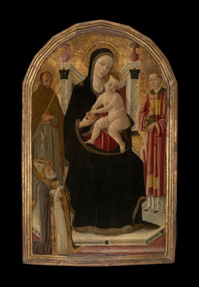 Maagd en kind op de troon met drie heiligen door Matteo di Giovanni