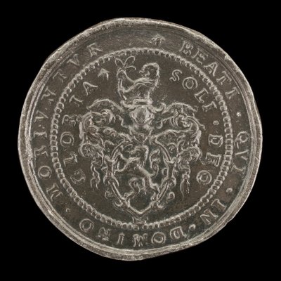 Wapens en inscriptie [achterzijde], 1592 door Matthäus Carl