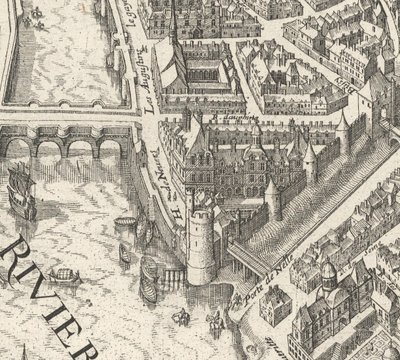 Hôtel de Nevers op 1615 Merian plattegrond van Parijs - David Rumsey door Matthaus Merian